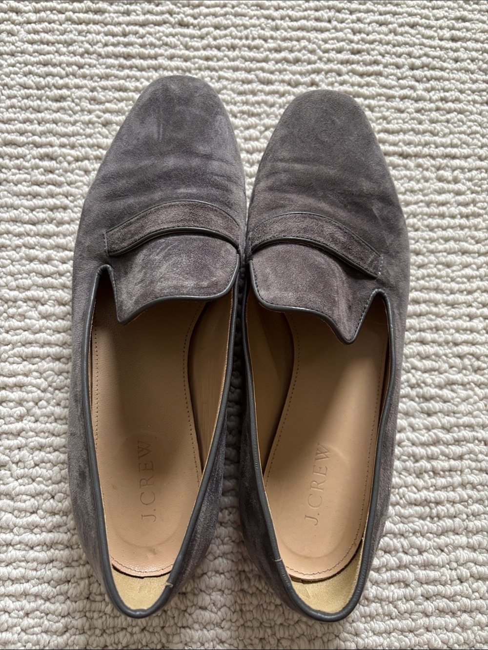 J. Crew Women’s Suede Penny Loafers in Charcoal